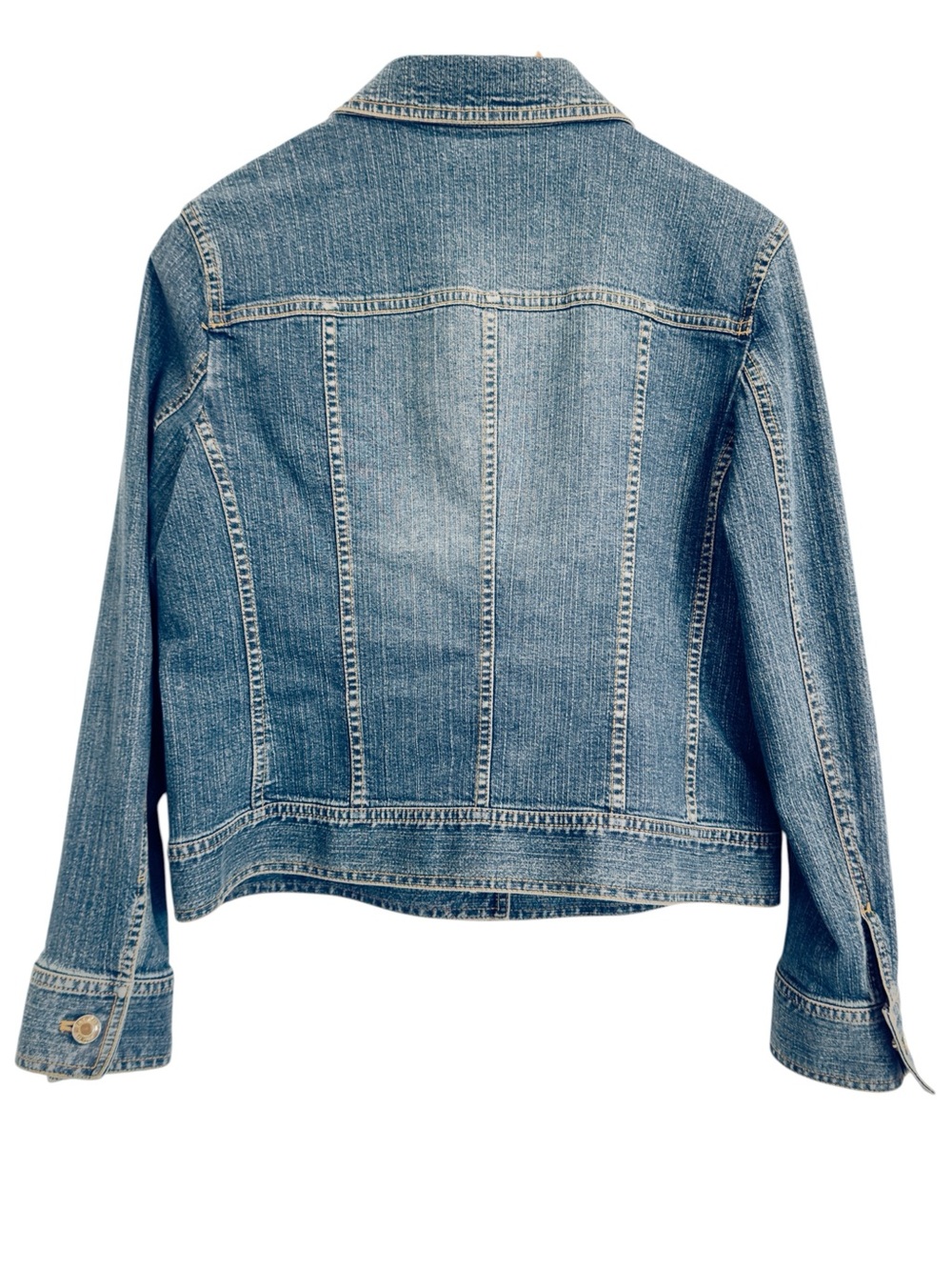 Talbots Petite Denim Jacket Sz. 10P Medium Wash Vintage-Inspired Classic Trucker - Picture 3 of 9